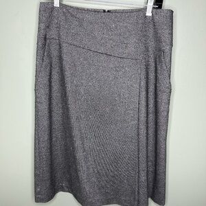 Women's grey front pleat A line skirt 8